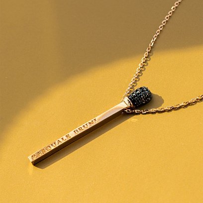 Золотое колье "Спичка" (черные фианиты) кол01468 №4