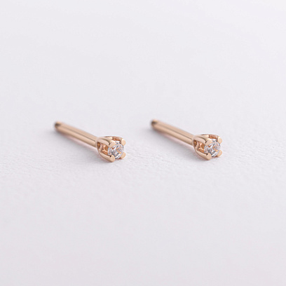 Серьги - пусеты с фианитами (желтое золото) с09547