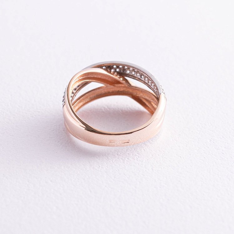 Кольцо в красном золоте с фианитом к04968 от ювелирного магазина Оникс - 2