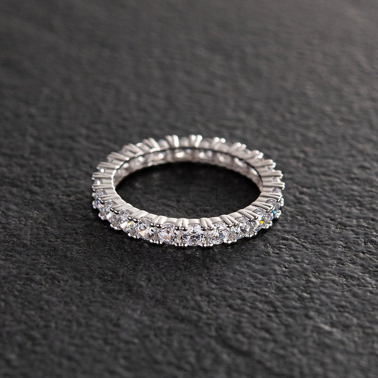 Кольцо "Paris" с дорожкой камней в белом золоте к07202 от ювелирного магазина Оникс - 9