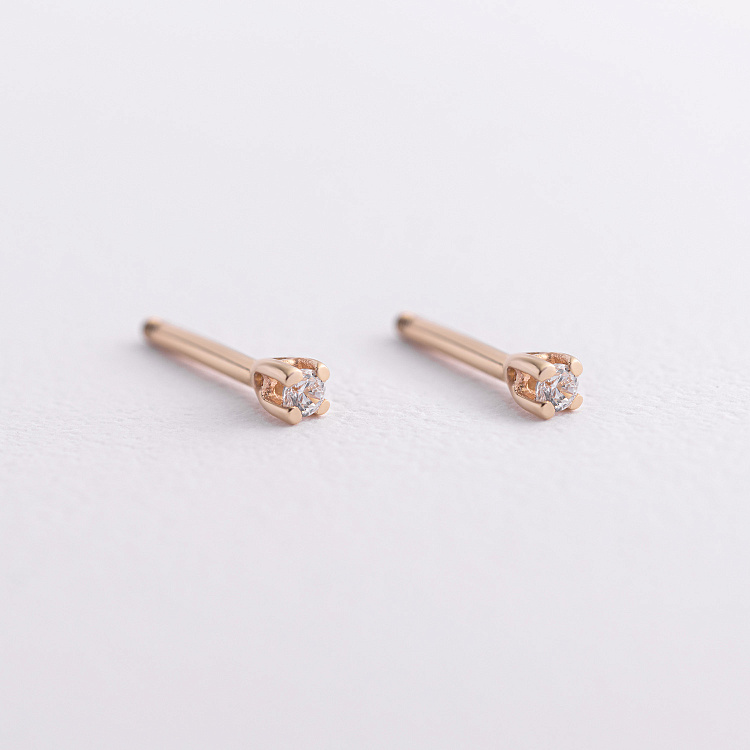 Серьги - пусеты с фианитами (желтое золото) с09547 от ювелирного магазина Оникс