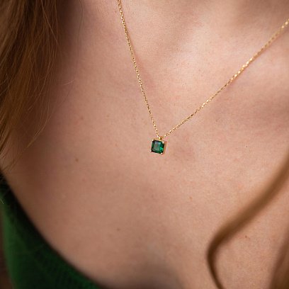 Золоте кольє "Альма" (зелений фіаніт) кол02368 №13