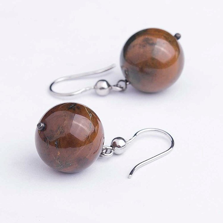 Серьги с окаменелым деревом 118c7 - 1 Серьги с окаменелым деревом 118c7 от ювелирного магазина Оникс - 1