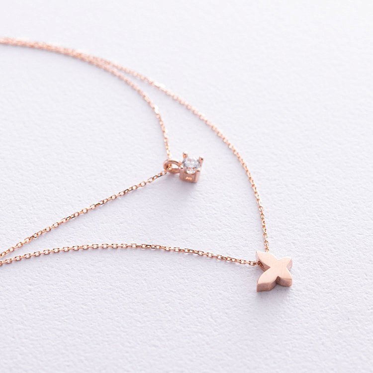 Золоте кольє "Метелик" (фіаніт) кол01437 від ювелірного магазину Онікс - 3