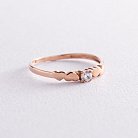 Золотое кольцо "Сердца" с фианитом к04993 от ювелирного магазина Оникс