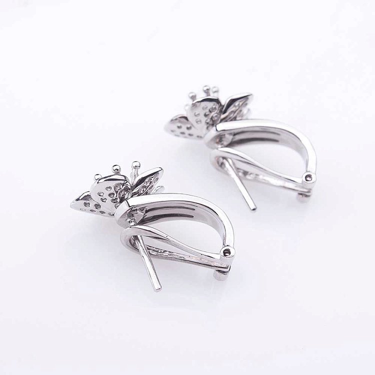 Золоті сережки "Квіточки" з фіанітами с02267 від ювелірного магазину Онікс - 4