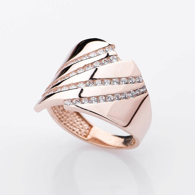 Золотое кольцо (фианиты) к04788 от ювелирного магазина Оникс