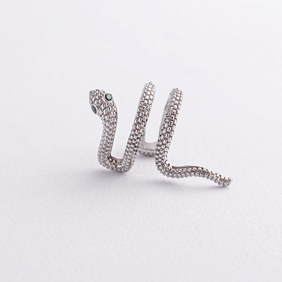 Сережка - каффа "Змія" в білому золоті с09529 №2