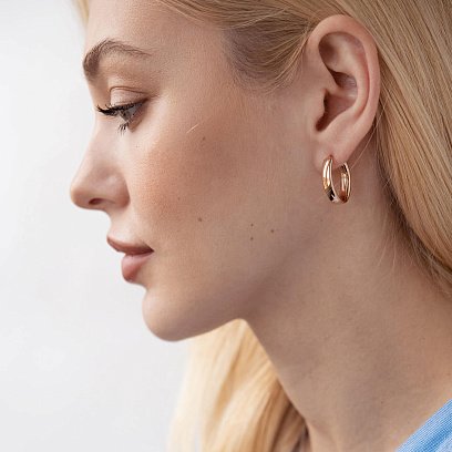 Овальні сережки у червоному золоті с07858 №5