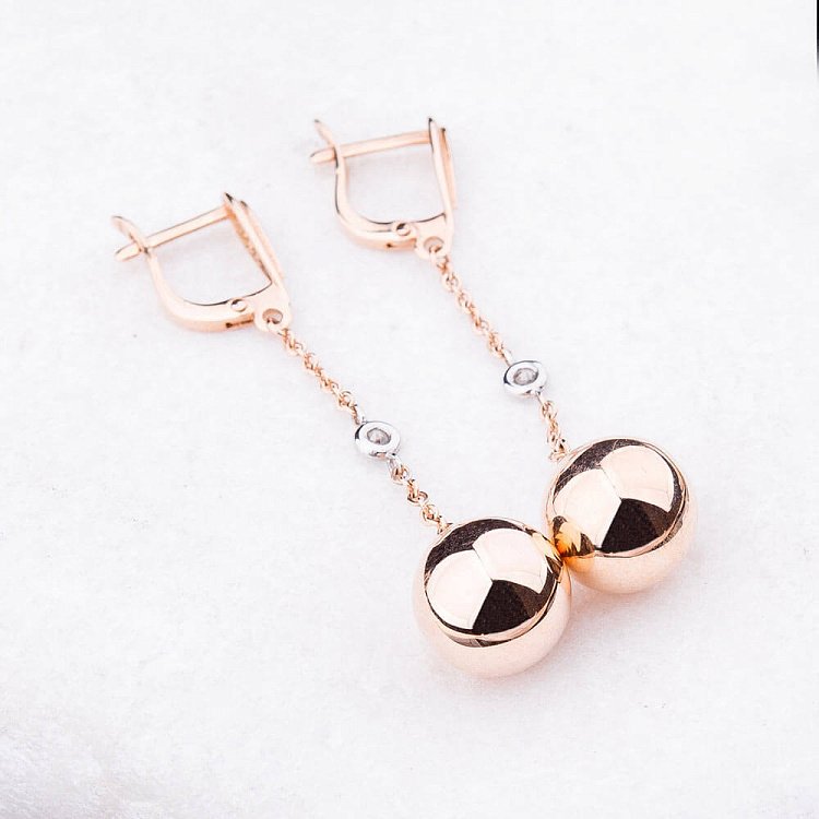 Сережки "Кульки" (фіаніт) с02413 від ювелірного магазину Онікс - 3