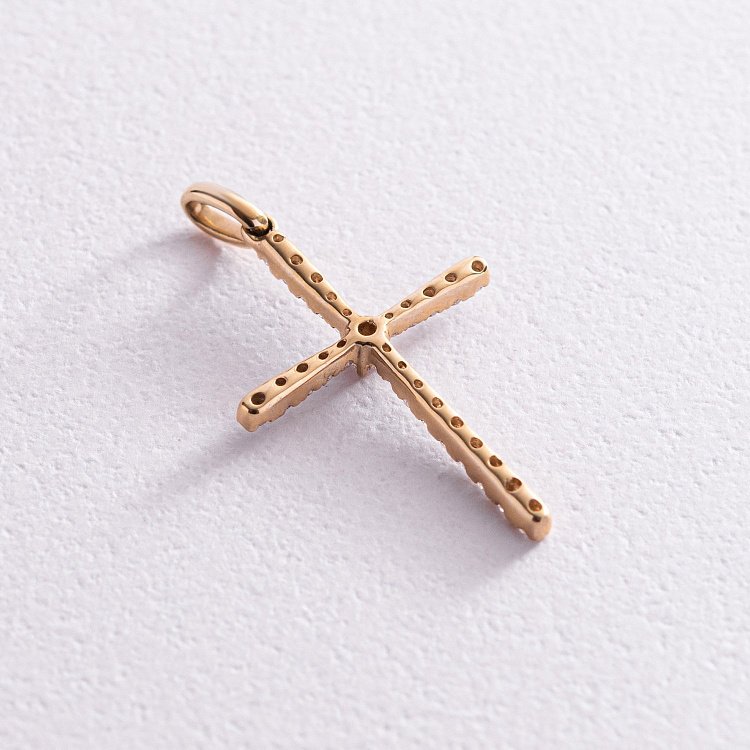 Золота підвіска - хрестик з діамантами пб0057gm від ювелірного магазину Онікс - 2