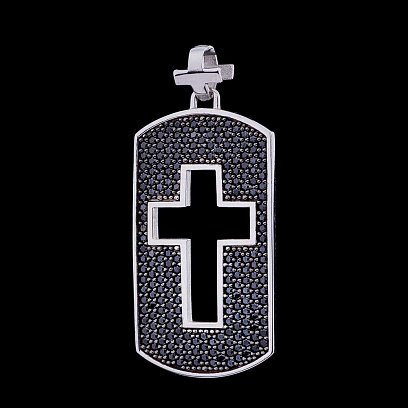 Золота підвіска "Жетон" з чорними фіанітами п02502 №2