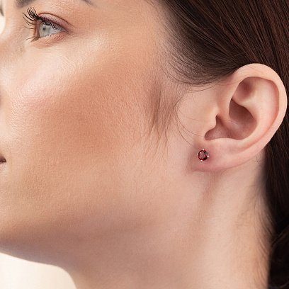 Золоті сережки - пусети з піропами с08411 №6