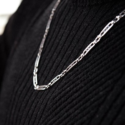 Мужская серебряная цепочка с черными фианитами 931 №4