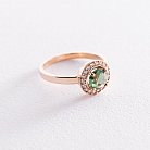 Золотое кольцо с зеленым и белыми фианитами к06838 от ювелирного магазина Оникс