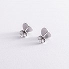 Серебряные серьги - пусеты "Сердечки" с эмалью 123053 от ювелирного магазина Оникс - 2