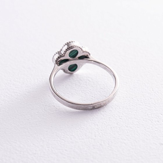 Серебряное кольцо "Клевер" (малахит) 112562 №5