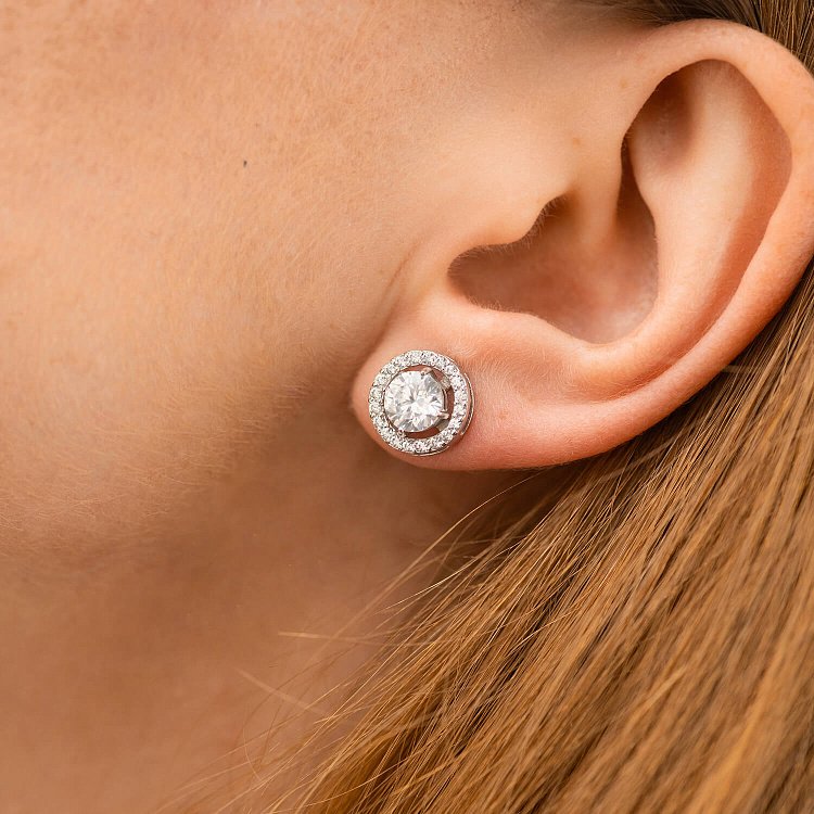 Золоті сережки - пусети 2 в 1 з фіанітами  с09067 від ювелірного магазину Онікс - 3