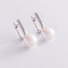 Срібні сережки з перлами і фіанітами 2453/1р-PWT от ювелирного магазина Оникс