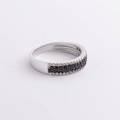 Срібна каблучка з чорними та білими фіанітами 1110/1р-cz №2