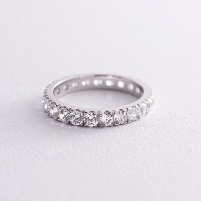 Каблучка з доріжкою каменів в білому золоті (фіаніти) к07390 №3