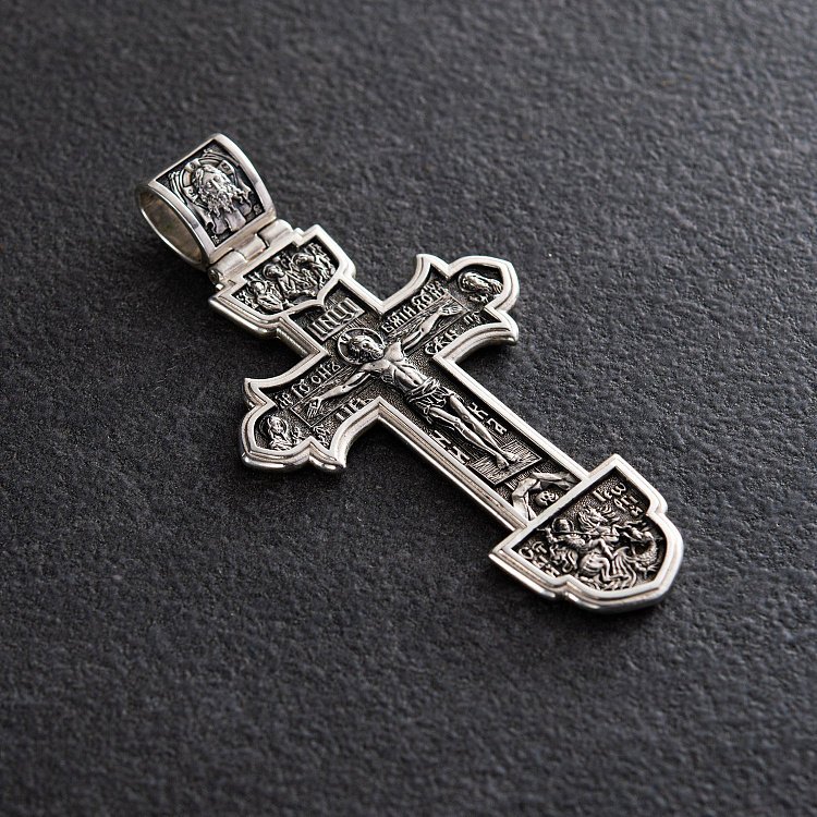 Срібний православний хрест "Розп'яття Христове. Деісус. Трійця" 132733 від ювелірного магазину Онікс - 1