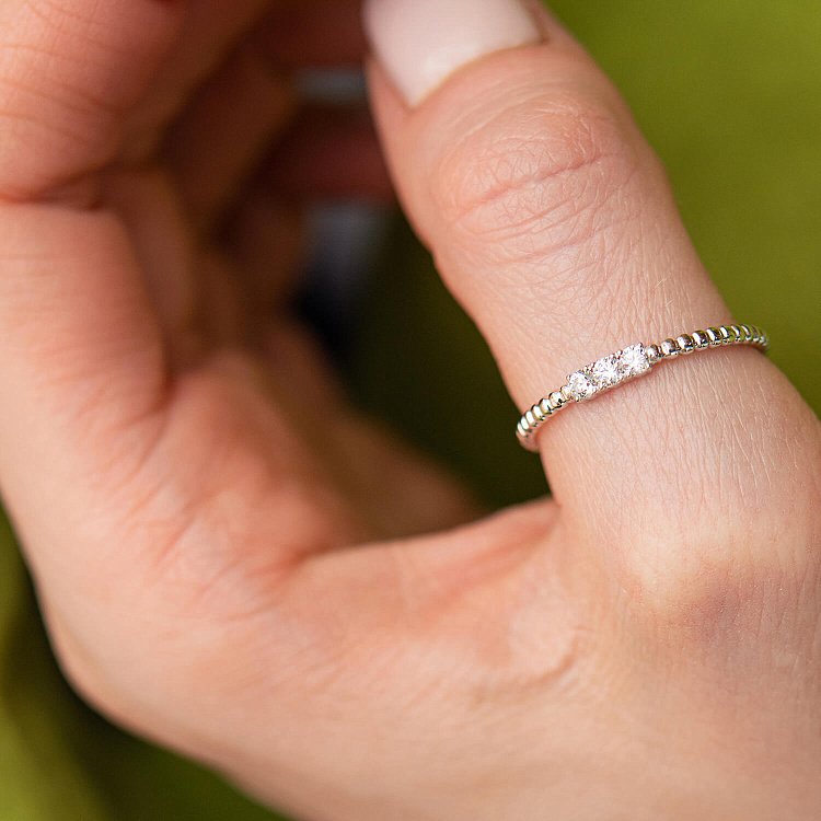 Кулькова каблучка "Мелоді" з фіанітами (біле золото) к07395 від ювелірного магазину Онікс - 11