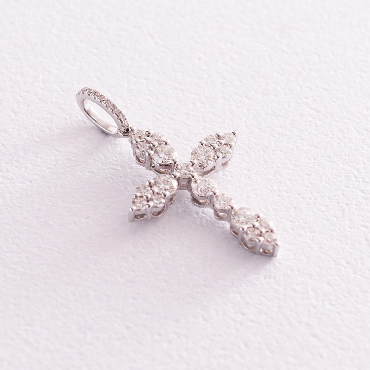 Золотой крестик с бриллиантами пб0157ch от ювелирного магазина Оникс