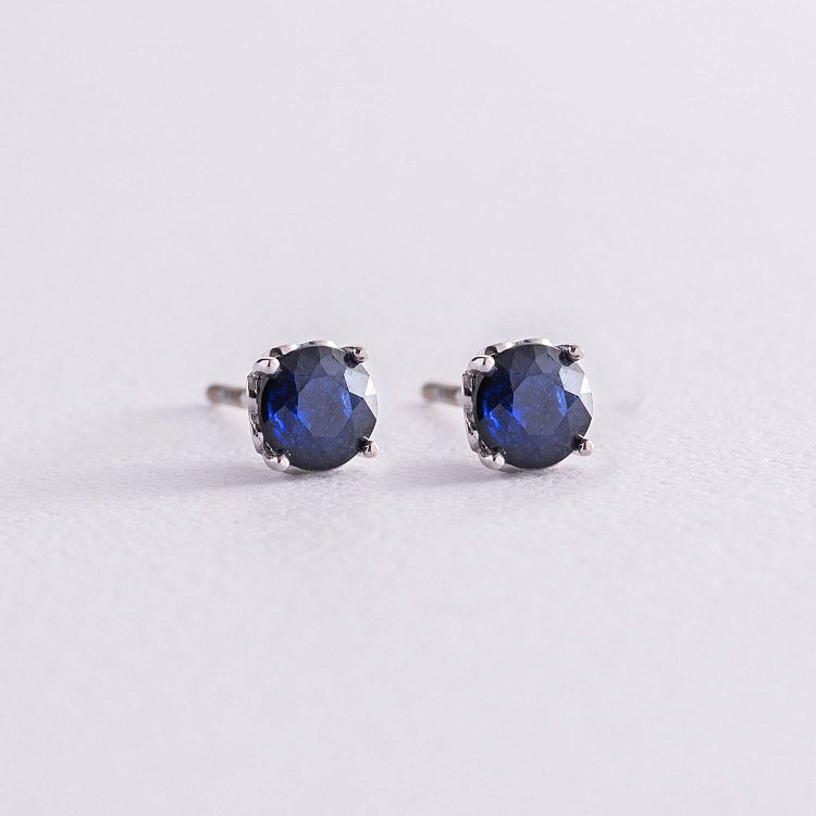 Золотые серьги - пусеты "Наэль" с сапфирами 22620 от ювелирного магазина Оникс