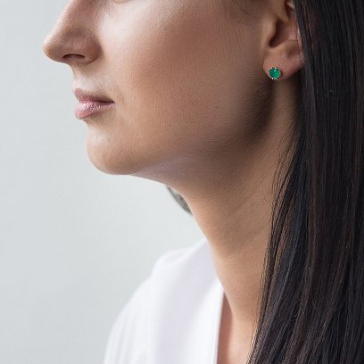 Золоті сережки-пусети з оніксом с06309 №4