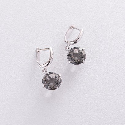 Золоті сережки "Захоплення" з синтетичним топазом с05287 №4