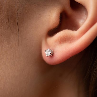 Серебряные серьги - пусеты с фианитами 121892 №2