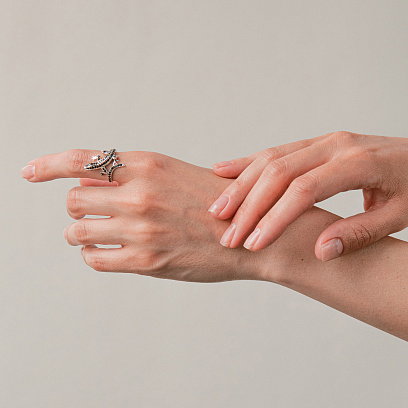 Кольцо "Ящерица" в белое золоте (фианиты) к05996 №7