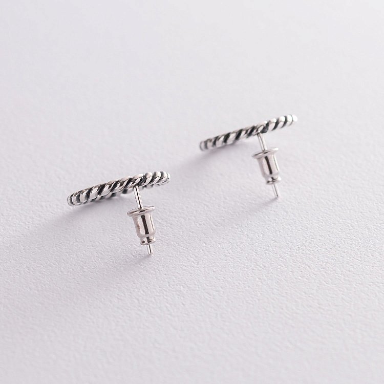 Серебряные серьги - пусеты "Триана" с чернением 122988 от ювелирного магазина Оникс - 2