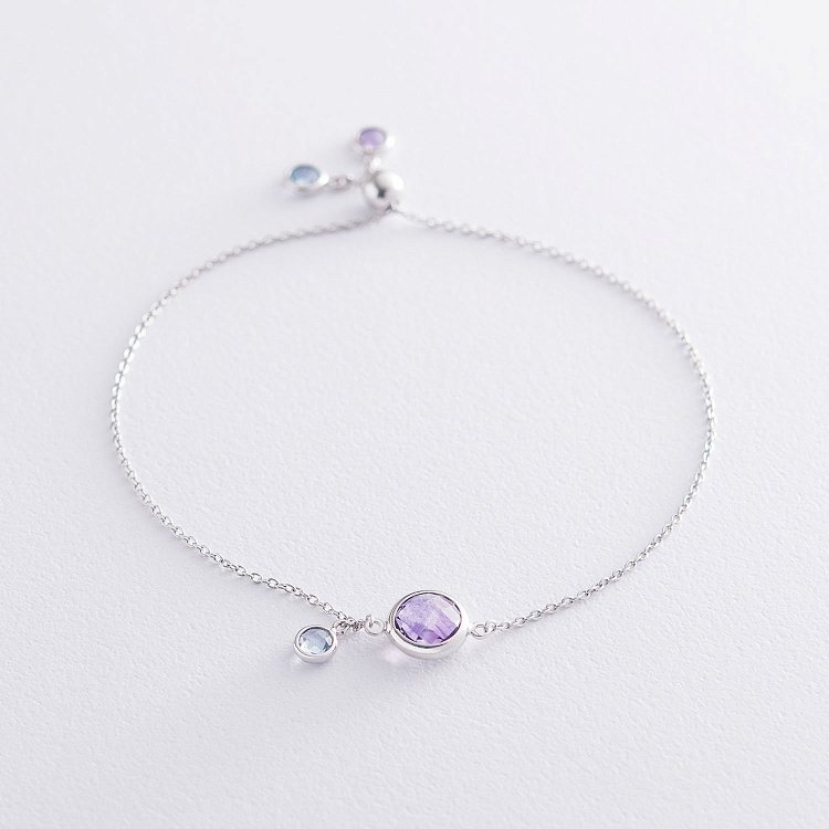 Золотой браслет (аметист, топаз) б04387 от ювелирного магазина Оникс