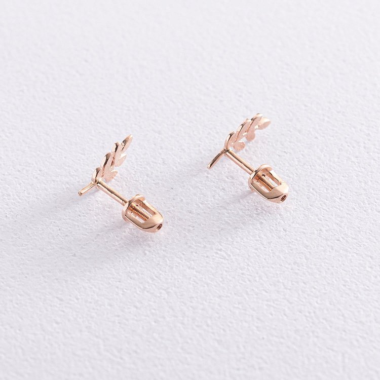 Золотые серьги - пусеты "Веточки" с07003 от ювелирного магазина Оникс - 2