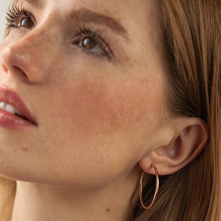 Сережки - кільця в червоному золоті (3.2 см) с04038 від ювелірного магазину Онікс - 3