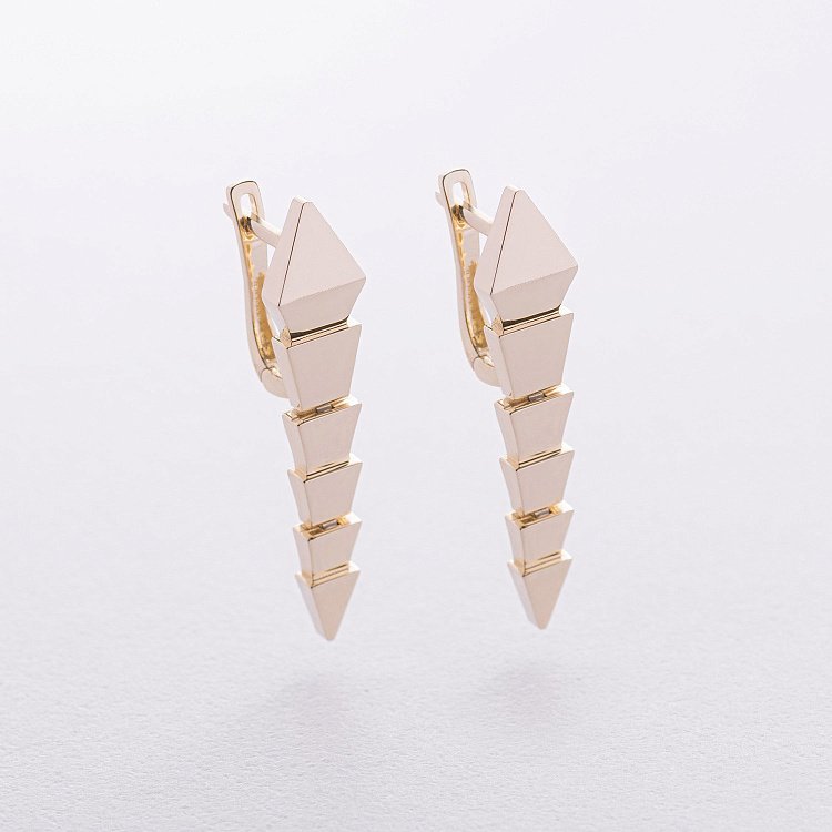 Серьги "Змеи" в желтом золоте с08816 от ювелирного магазина Оникс