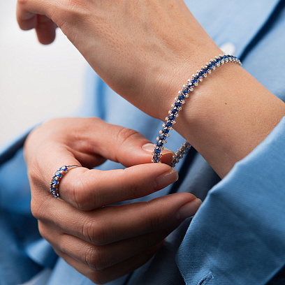 Золотой браслет с бриллиантами и сапфирами бб0061nl №7