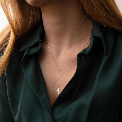 Золотое колье - галстук с крестиком 860463 №6