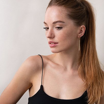 Сережки - пусети в стилі мінімалізм (жовте золото) с07047 №2