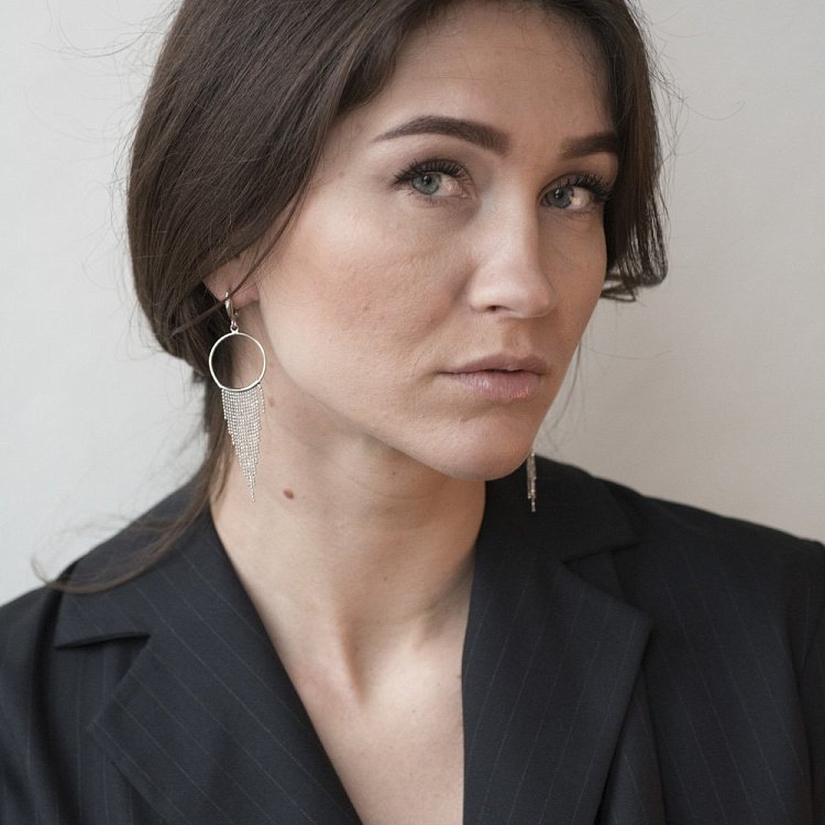 Серебряные серьги на английской застежке 122122 от ювелирного магазина Оникс - 8