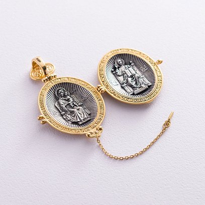 Срібний мощевик "Ангел Хранитель. Голгофа. Господь Вседержитель. Толгська ікона Божої Матері" 133052 №3