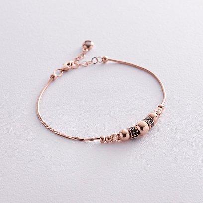 Браслет "Шарики" в красном золоте (фианиты) б05106