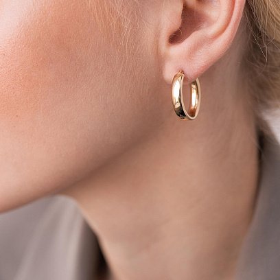 Овальные серьги в желтом золоте с07852 №6