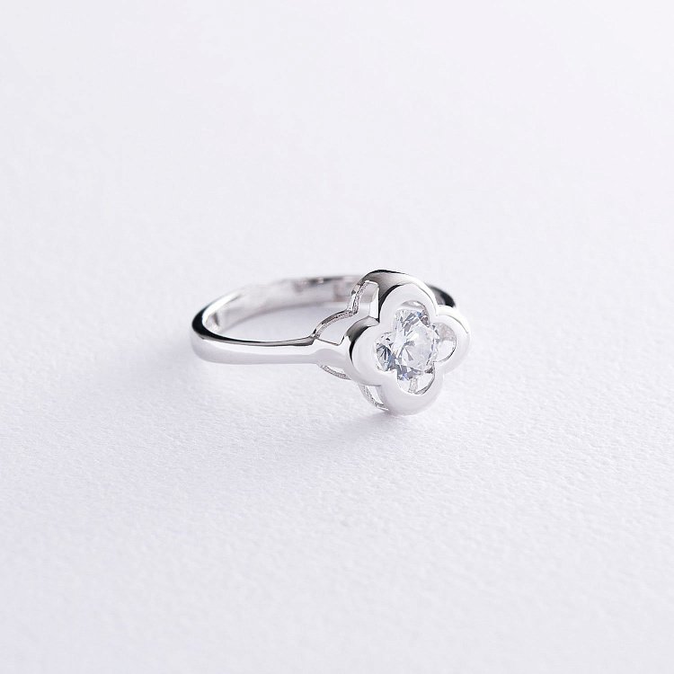 Золота каблучка "Конюшина" з фіанітами к05201 від ювелірного магазину Онікс