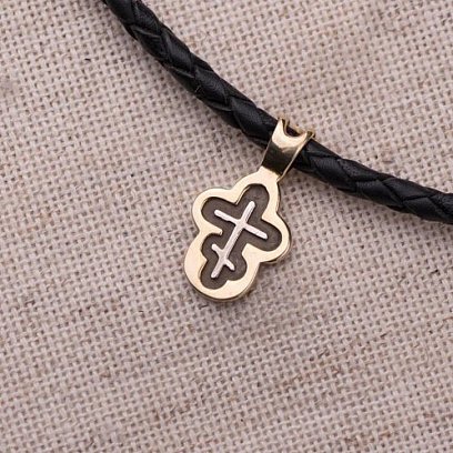 Серебряный крестик православный с позолотой 131768 №9