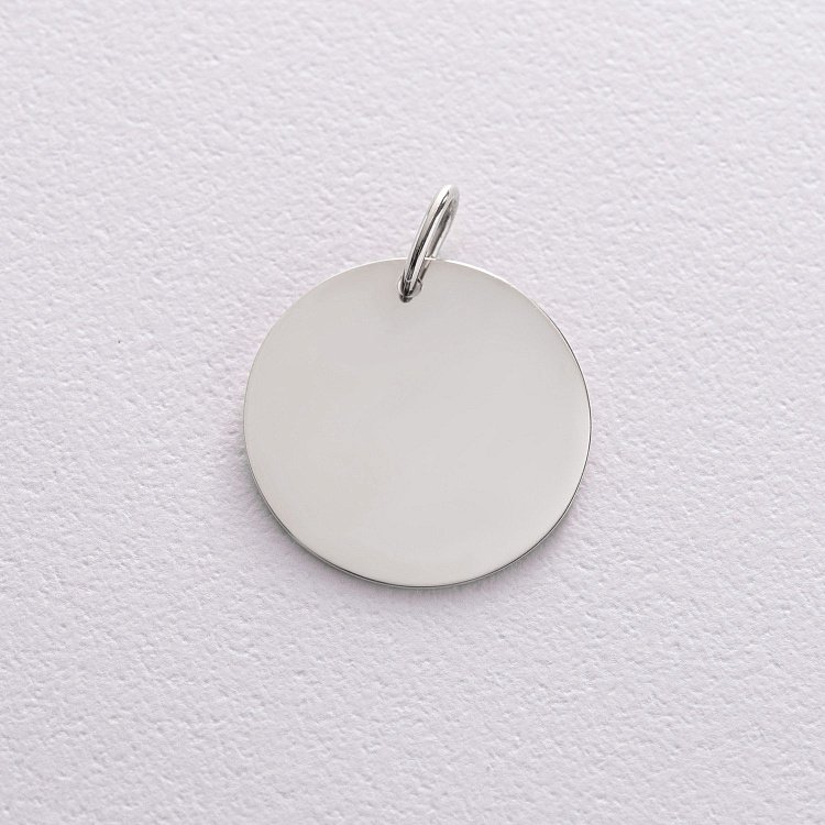 Кулон для гравіювання в білому золоті (21 мм) п03182 від ювелірного магазину Онікс