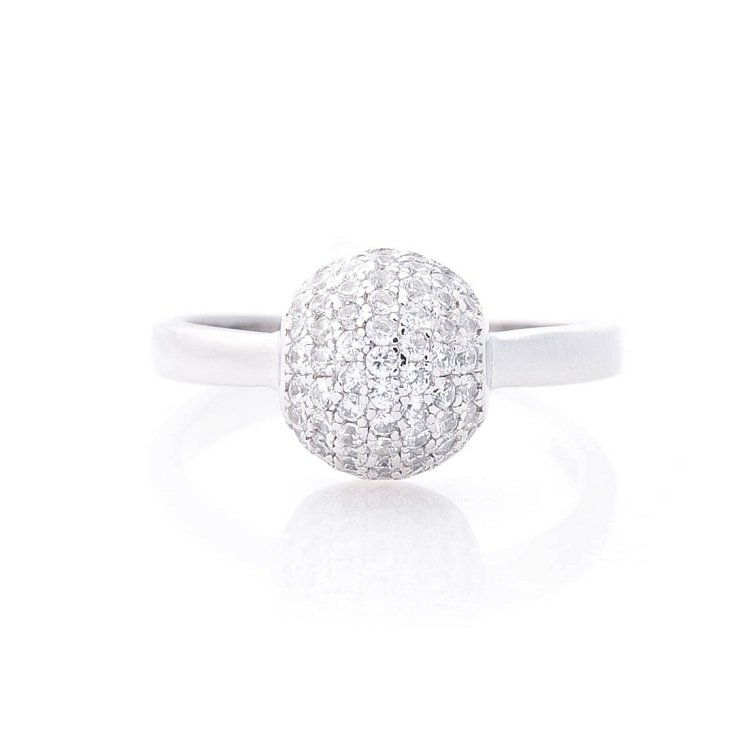Серебряное кольцо "Шарик с фианитами" 112110 от ювелирного магазина Оникс - 2