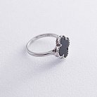 Серебряное кольцо "Клевер" с ониксом (родий) 111628 от ювелирного магазина Оникс - 3